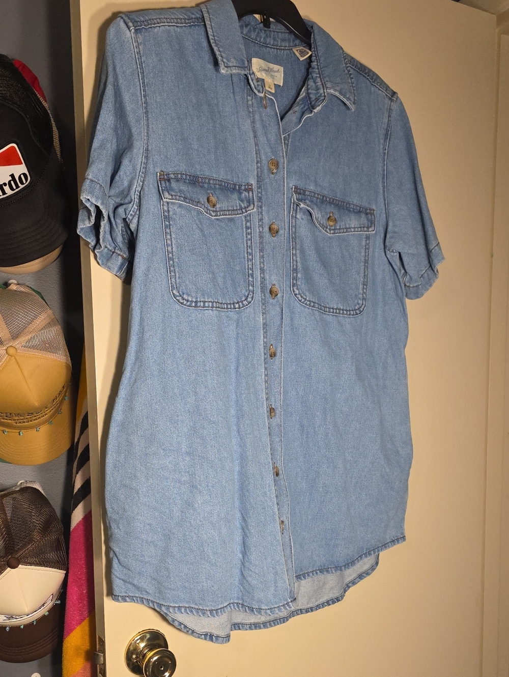 Universal Thread Light Blue Denim Short-Sleeve Button-Up Dress